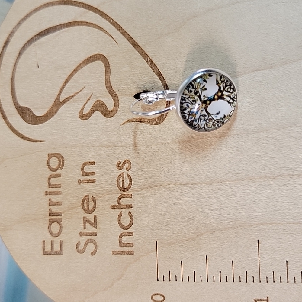 Tree of Life Silver Medallion Drop Earrings - Picture 5 of 5
